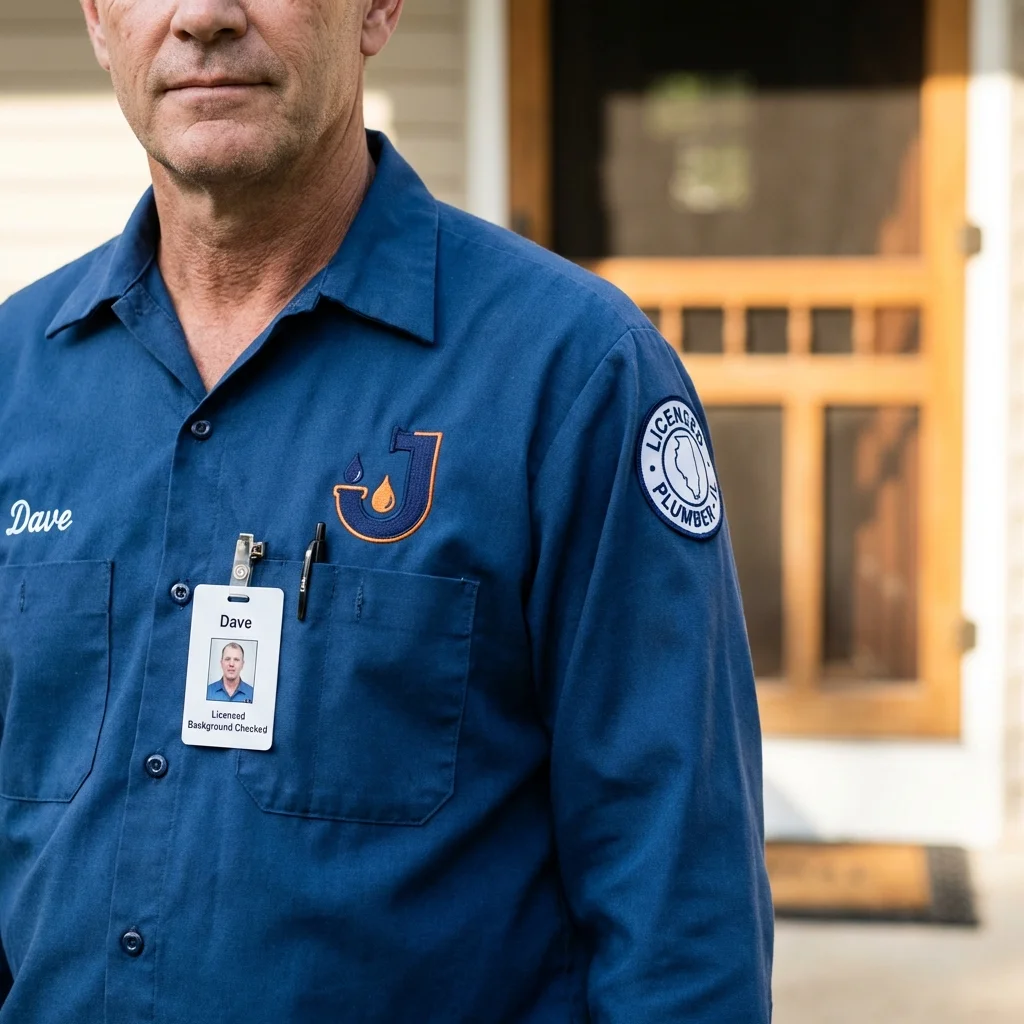 Licensed plumber showing ID badge in Golden Meadow, LA