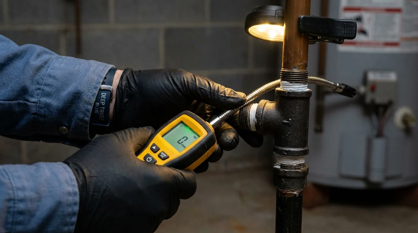 Gas leak detection with electronic sniffer by Johns Plumbing LLC in Golden Meadow